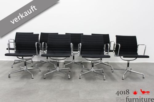 8 x Vitra Eames EA 108 Hopsak schwarz Alu Chair Office  Besucherstuhl