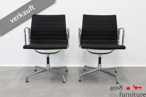 2 x Vitra Eames EA 108 Hopsak schwarz Alu Chair Office Besucherstuhl